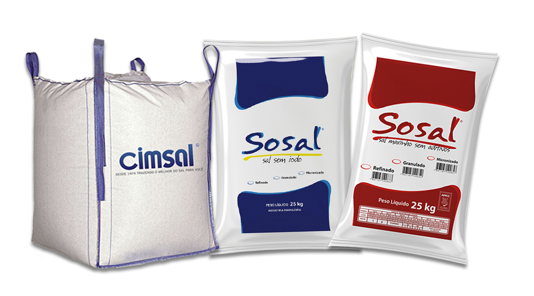 Linha Sosal Anfamar com big bag e sacos de sal marinho de 25 kg